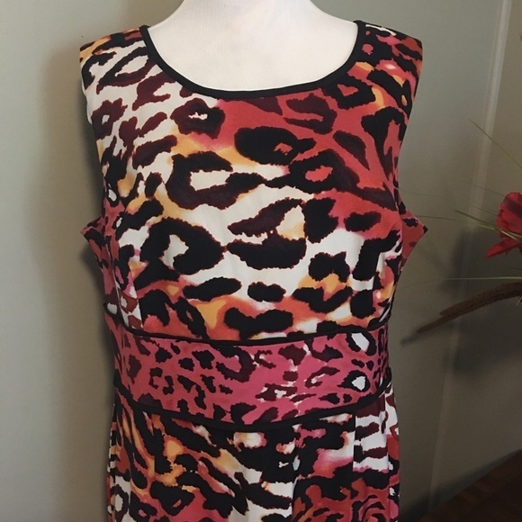 Cato leopard print dress 16. Colors great for fall. Lined, tank style. - Picture 3 of 8